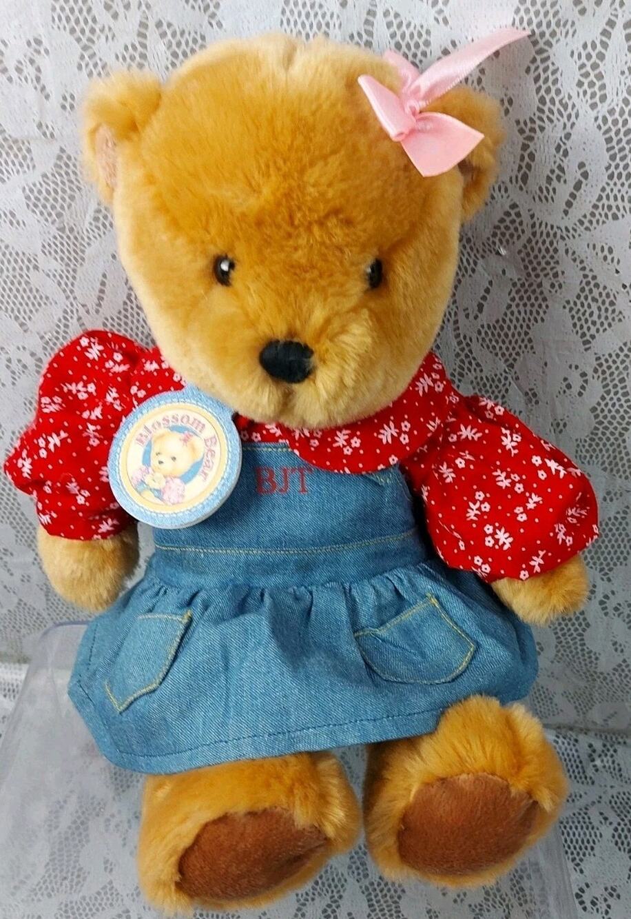 Blue Jean Teddy Bear Blossom Girl Denim Dress BJT Spring Darice 13" Plush 2004